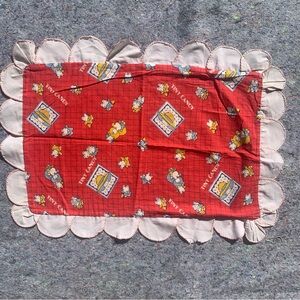 Antique 1930s 30s Handmade Feedsack Pillowcase W/ Novelty Pattern & Petal Edges